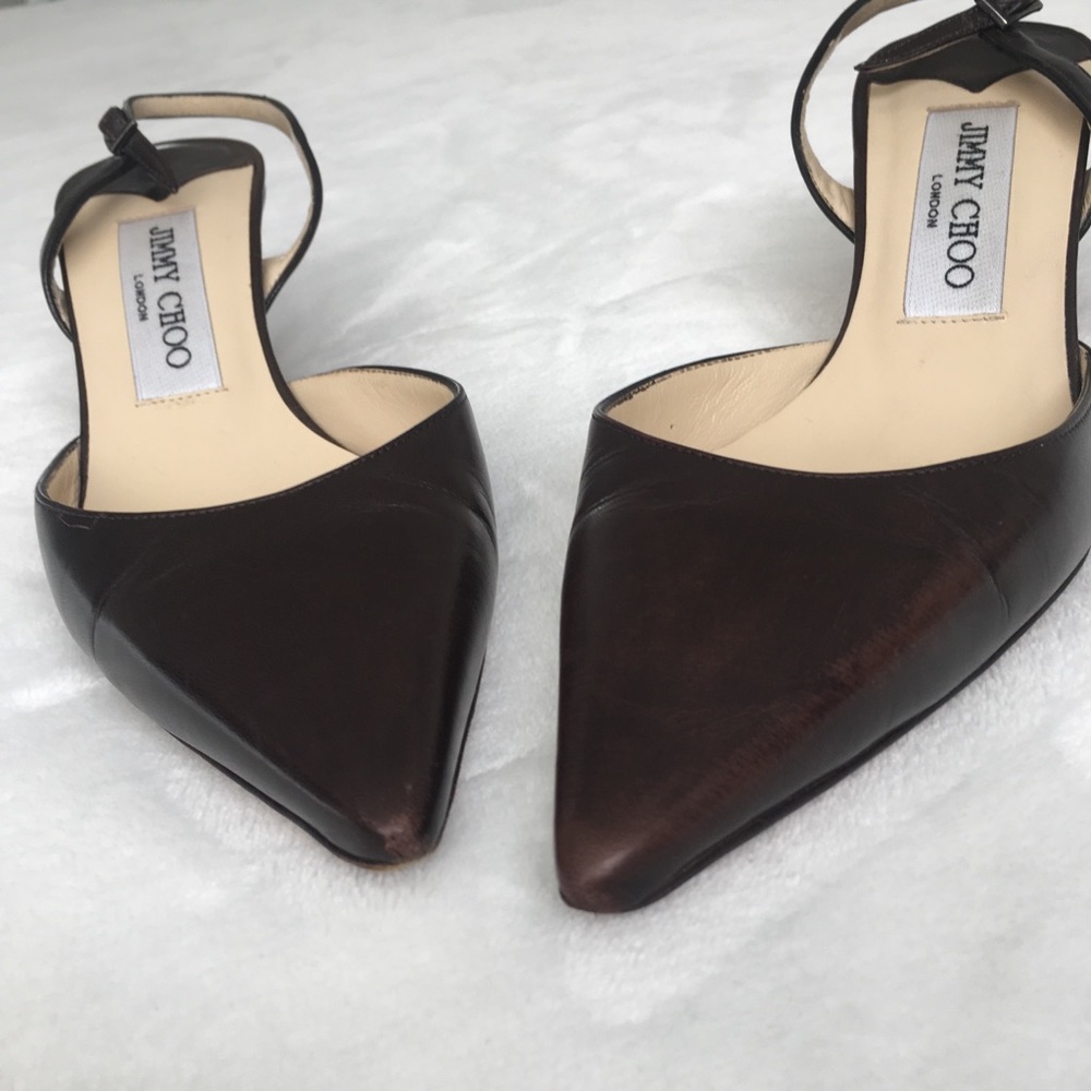 ❌SOLD❌ Jimmy Choo Brown slingback heels - Picture 4 of 8